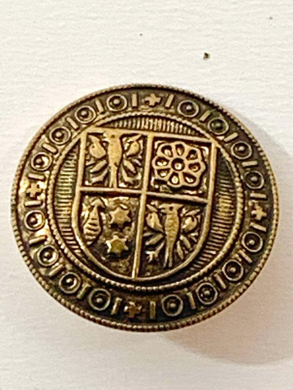 Vintage Coat of Arms shield small brass buttons lot of 11